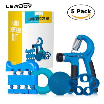 Leajoy 5 Pack Finger Exerciser Hand Grip Ring Strengthener Trainer