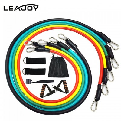 High Quality 11 pcs Resistance Band Set Anti-Snap Exercise Bands With Door Anchor Handles Ankle Straps Stackable