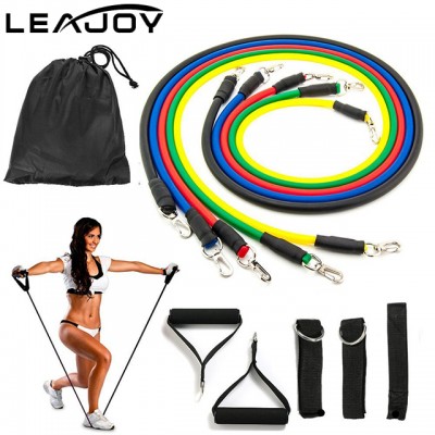 Hot Selling 11PCS Fitness Latex Resistance Bands Exercise Set